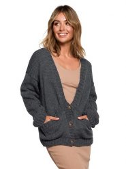 Be Wear Kardigan w kolorze grafitowym rozmiar: L/XL. Czarne kardigany Be Wear, l, bez wzorów. Za 136.45 zł.