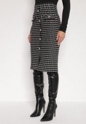 Czarno-Biała Ołówkowa Tweedowa Spódnica w Kraciasty Wzór z Guzikami Anitusa. Czarne spódnice Born2be, na co dzień, m, bez wzorów, z jeansu, eleganckie, midi, ołówkowe. Za 69.99 zł.