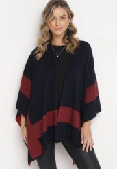 Granatowy Niezapinany Kardigan Ponczo Oversize Shelsie. Niebieskie kardigany Born2be, xl, bez wzorów. Za 99.99 zł.