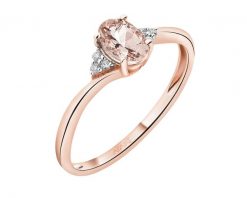 Pierścionek z różowego złota z brylantami i morganitem - próba 750. Czerwone pierścionki Apart, z brylantem, złote. Za 2,890.00 zł.