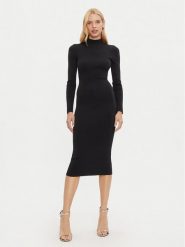 MICHAEL Michael Kors Sukienka dzianinowa MF482Q14VR Czarny Slim Fit. Czarne sukienki MICHAEL Michael Kors, l, bez wzorów, z dzianiny, bez kołnierzyka, bez ramiączek. Za 689.99 zł.