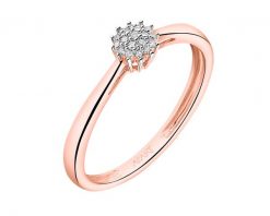 Pierścionek z różowego złota z diamentami - 0,05 ct - próba 585. Czerwone pierścionki Apart, z diamentem, złote. Za 1,890.00 zł.