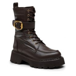 Botki Badura. Brązowe botki Badura, bez wzorów, bez obcasa, na płaskiej podeszwie, bez zapięcia. Za 256.99 zł.