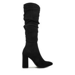 Kozaki DeeZee. Czarne kozaki DeeZee, bez obcasa, na słupku, bez zapięcia. Za 229.99 zł.