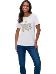 Heine Koszulka w kolorze białym rozmiar: 44. Białe bluzki Heine, bez wzorów, bez kołnierzyka, bez ramiączek. Za 39.99 zł.