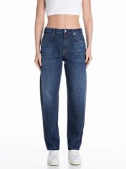 Replay Dżinsy - Tapered fit - w kolorze granatowym rozmiar: W28/L30. Niebieskie jeansy Replay, l, z aplikacjami, z podwyższonym stanem. Za 320.63 zł.