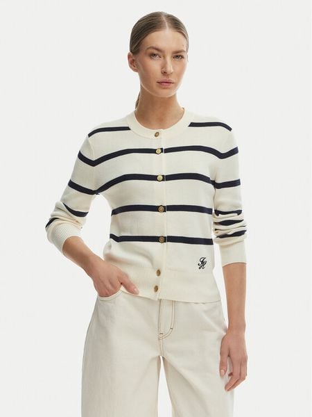 Tommy Hilfiger Kardigan WW0WW49617 Écru Regular Fit. Białe kardigany TOMMY HILFIGER, xl, bez wzorów, z bawełny. Za 488.99 zł.