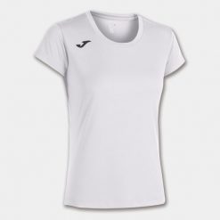 Koszulka do biegania damska Joma Record II z krótkim rękawem. Białe bluzki Joma, s, bez wzorów, sportowe, bez kołnierzyka, bez ramiączek. Za 149.99 zł.