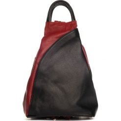 Skórzany plecak w kolorze czarno-bordowym - 29 x 13 x 34 cm. Czarne plecaki Anna Morellini, bez wzorów, z materiału. W wyprzedaży za 307.95 zł.