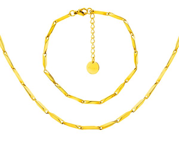 Bransoletka i naszyjnik ze stali szlachetnej - komplet. Naszyjniki Elixa, ze stali. W wyprzedaży za 160.30 zł.