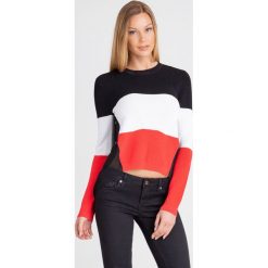 SWETER Armani Exchange. Czarne swetry Armani Exchange, l, z aplikacjami, z dzianiny, bez ramiączek. Za 371.40 zł.