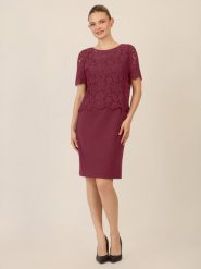 APART Sukienka w kolorze bordowym rozmiar: 40. Czerwone sukienki Apart, bez wzorów, z koronki, bez kołnierzyka, bez ramiączek, midi. Za 295.99 zł.