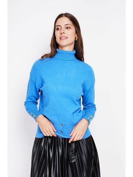 ASSUILI Golf w kolorze błękitnym rozmiar: 36. Niebieskie golfy Assuili, bez wzorów, bez ramiączek. Za 104.99 zł.