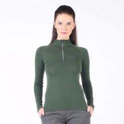 Bluza termoaktywna damska Woolona Vega 100% Merino. Zielone bluzy WOOLONA, l, bez wzorów, z wełny, bez kaptura. W wyprzedaży za 306.00 zł.