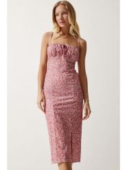 Happiness Istanbul Sukienka w kolorze jasnoróżowo-białym rozmiar: 40. Różowe sukienki Happiness Istanbul, bez wzorów, bez kołnierzyka, bez ramiączek, midi. Za 60.99 zł.
