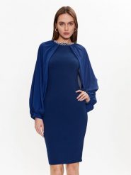 Rinascimento Sukienka koktajlowa CFC0018940002 Granatowy Regular Fit. Niebieskie sukienki Rinascimento, xs, bez wzorów, z syntetyku, wizytowe, bez kołnierzyka, bez ramiączek. Za 169.99 zł.