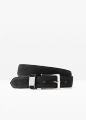 Pasek skórzany. Czarne paski bonprix, bez wzorów, ze skóry, eleganckie. Za 69.99 zł.