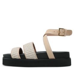 Sandały Alberta Ferretti. Brązowe sandały Alberta Ferretti, bez wzorów, bez obcasa, na płaskiej podeszwie, bez zapięcia. Za 1,039.00 zł.