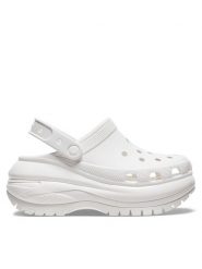 Crocs Klapki Classic Mega Crush Clog 207988 Biały. Białe klapki Crocs, bez wzorów, z tworzywa sztucznego, bez obcasa. Za 259.99 zł.