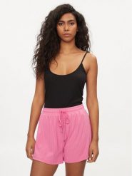 Guess Top O4GP10 KBXB2 Czarny Slim Fit. Czarne topy Guess, s, z aplikacjami, z syntetyku, bez kołnierzyka, bez ramiączek. Za 149.99 zł.