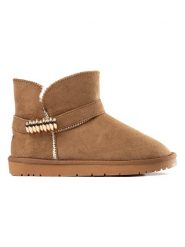 ISLAND BOOT Botki zimowe "Janet" w kolorze jasnobrązowym rozmiar: 41. Brązowe botki Island Boot, na zimę, bez wzorów, z materiału, bez obcasa, bez zapięcia. Za 143.22 zł.