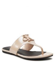 Calvin Klein Jeans Japonki Flat Sandal Slide Toepost Mg Met YW0YW01342 Różowy. Czerwone klapki Calvin Klein Jeans, bez wzorów, z jeansu, bez obcasa. Za 219.99 zł.