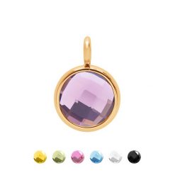 Zawieszka z fioletowym kryształem pozłacana. Fioletowe bransoletki Lilou, pozłacane. Za 109.00 zł.