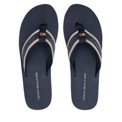 Japonki Tommy Hilfiger. Niebieskie klapki TOMMY HILFIGER, bez wzorów, bez obcasa. Za 179.99 zł.