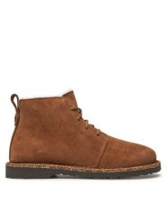 Birkenstock Botki Uppsala Mid Shearling 1028148 Brązowy. Brązowe botki Birkenstock, bez wzorów, ze skóry, bez obcasa, na płaskiej podeszwie, bez zapięcia. Za 859.99 zł.