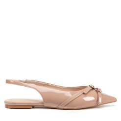 Baleriny JENNY. Brązowe baleriny Jenny, bez wzorów, bez obcasa. Za 79.99 zł.