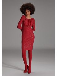 SWING Sukienka w kolorze czerwonym rozmiar: 46. Czerwone sukienki Swing, bez wzorów, bez kołnierzyka, bez ramiączek, midi. Za 195.77 zł.