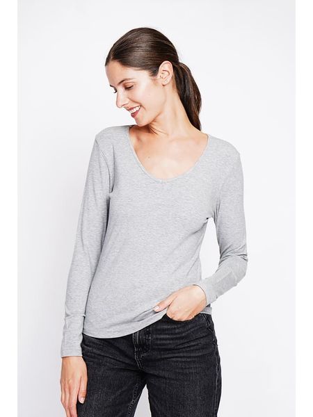 ASSUILI Koszulka w kolorze szarym rozmiar: 38. Szare bluzki Assuili, bez wzorów, z bawełny, klasyczne, bez kołnierzyka, bez ramiączek. Za 78.99 zł.