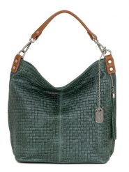 Anna Morellini Skórzana torebka "Adelfina" w kolorze zielonym - 33 x 31 x 16 cm rozmiar: onesize. Zielone torby na ramię Anna Morellini, bez wzorów, z materiału, na ramię, bez dodatków. Za 304.99 zł.