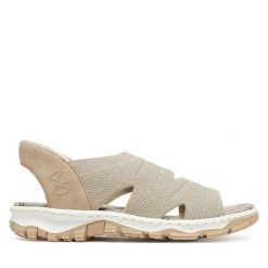 Sandały Rieker. Brązowe sandały Rieker, bez wzorów, bez obcasa, na płaskiej podeszwie, bez zapięcia. Za 329.99 zł.