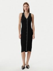 KARL LAGERFELD Sukienka dzianinowa B2W13004 Czarny Slim Fit. Czarne sukienki KARL LAGERFELD, s, bez wzorów, z dzianiny, bez kołnierzyka, bez ramiączek. Za 849.99 zł.