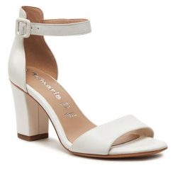 Sandały Tamaris. Białe sandały Tamaris, bez wzorów, bez obcasa, na słupku, bez zapięcia. Za 319.99 zł.