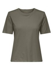 ONLY Koszulka w kolorze khaki rozmiar: S. Brązowe bluzki Only, s, bez wzorów, z bawełny, bez kołnierzyka, bez ramiączek. Za 33.13 zł.