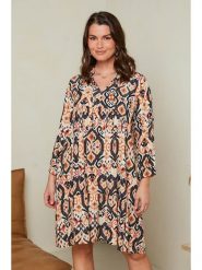 Curvy Lady Sukienka w kolorze beżowo-czarnym rozmiar: 48/50. Brązowe sukienki Curvy Lady, bez wzorów, z wiskozy, klasyczne, bez kołnierzyka, bez ramiączek, midi. Za 83.42 zł.
