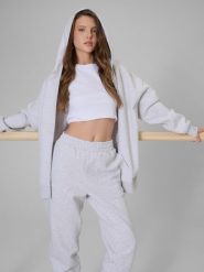 4F Bluza dresowa regular z kapturem damska - szara XL. Szare bluzy 4f, xl, bez wzorów, z dresówki, z kapturem. Za 179.99 zł.