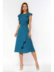 Nife Sukienka w kolorze turkusowym rozmiar: 42. Niebieskie sukienki Nife, bez wzorów, z tkaniny, bez kołnierzyka, bez ramiączek, midi. Za 159.95 zł.
