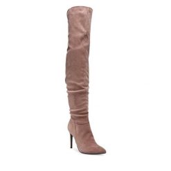 Kozaki DeeZee. Brązowe kozaki DeeZee, bez obcasa, na szpilce, bez zapięcia. Za 137.99 zł.