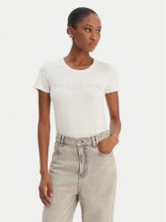 Patrizia Pepe T-Shirt CM1419/J013-W146 Biały Regular Fit. Białe t-shirty Patrizia Pepe, bez wzorów, z wiskozy, bez kołnierzyka, bez ramiączek. Za 549.99 zł.