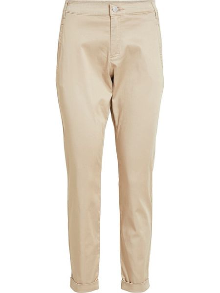 Vila Spodnie chino w kolorze beżowym rozmiar: 34. Brązowe spodnie materiałowe Vila, bez wzorów. Za 74.81 zł.