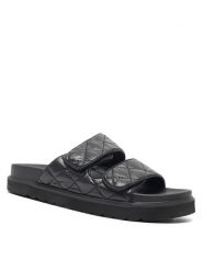 DeeZee Klapki H86009-6A Czarny. Czarne klapki DeeZee, bez wzorów, ze skóry, bez obcasa. Za 83.99 zł.