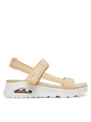 Skechers Sandały Uno-Summer Stand2 119813/NAT Beżowy. Brązowe sandały Skechers, bez wzorów, z materiału, bez obcasa, na koturnie, bez zapięcia. Za 229.99 zł.