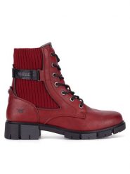 Mustang Botki 1443-502 Czerwony. Czerwone botki Mustang, bez wzorów, z materiału, bez obcasa, na płaskiej podeszwie, bez zapięcia. Za 369.99 zł.