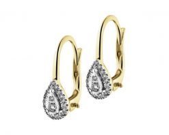 Kolczyki z żółtego złota z diamentami - 0,15 ct - próba 585. Żółte kolczyki Apart, z diamentem, złote. Za 3,090.00 zł.