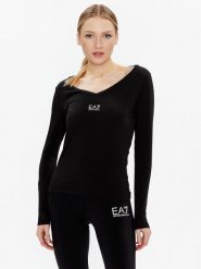 EA7 Emporio Armani Bluzka 8NTT52 TJFKZ 0200 Czarny Regular Fit. Czarne bluzki EA7 Emporio Armani, m, bez wzorów, z bawełny, bez kołnierzyka, bez ramiączek. Za 169.99 zł.