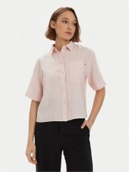 Tommy Hilfiger Koszula WW0WW41392 Różowy Relaxed Fit. Czerwone koszule TOMMY HILFIGER, bez wzorów, ze lnu, bez kołnierzyka, bez ramiączek. Za 309.99 zł.