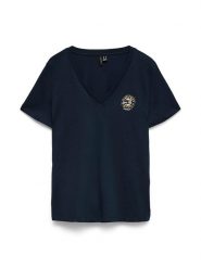 Vero Moda Koszulka w kolorze granatowym rozmiar: XS. Niebieskie bluzki Vero Moda, xs, bez wzorów, z bawełny, bez kołnierzyka, bez ramiączek. Za 47.95 zł.